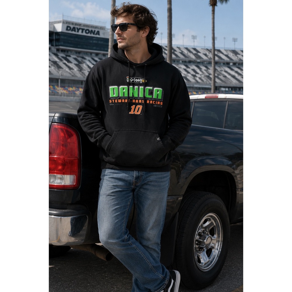 Chase Authentics NASCAR Hoodie Mens Large Black Danica Patrick‎ Stewart-Haas 10